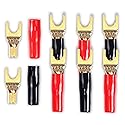 MEIRIYFA Y Plug Connector - 8 Pcs Y Spade Gold Plated U Fork Connector (Red and Black)
