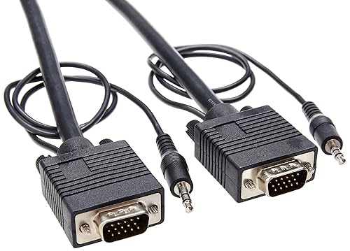 SVGA with Audio Cable, HD15 and Stereo 3.5 mm Plug, Male to Male, 7.5 m (25 ft.), Black