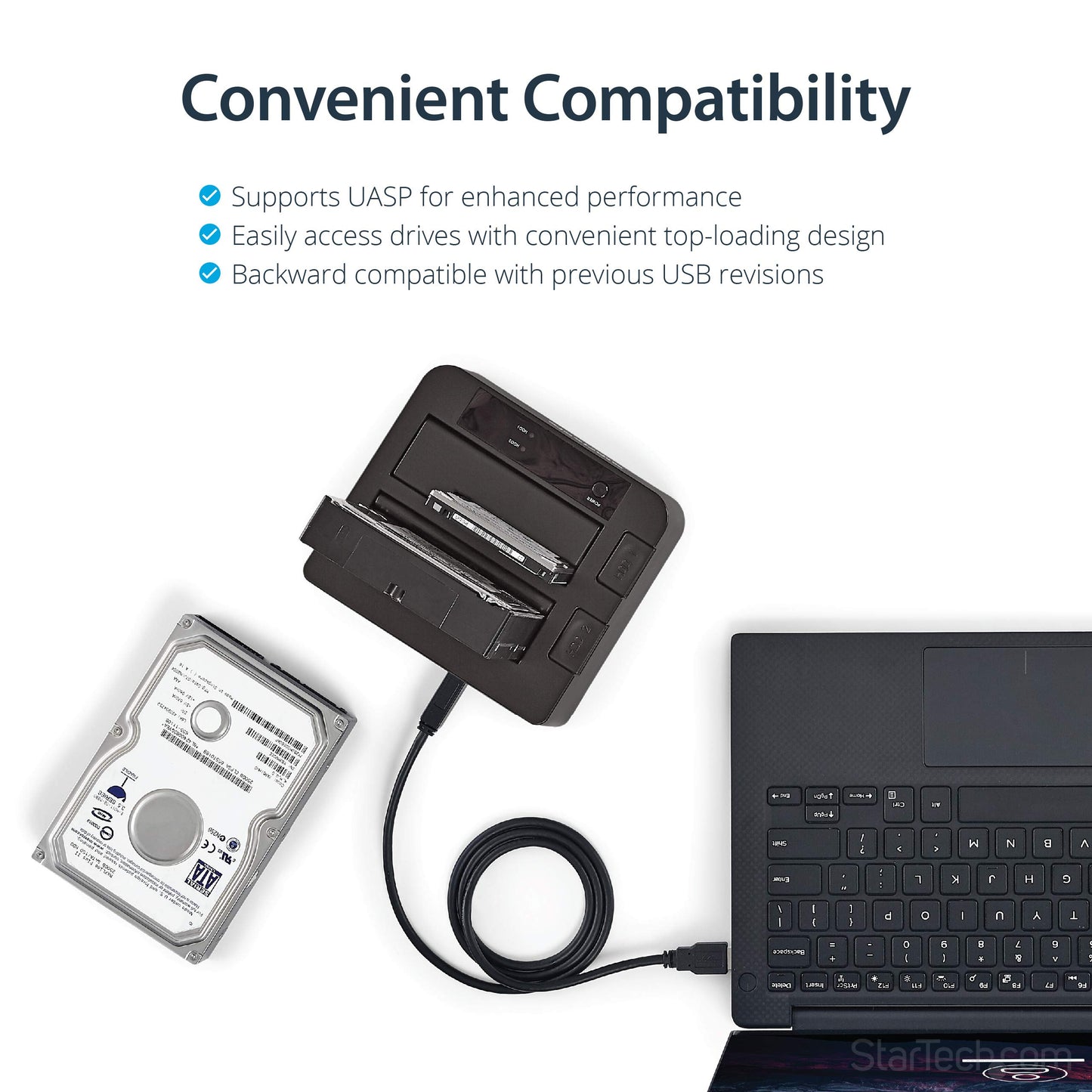 StarTech.com Dual-Bay USB 3.1 to SATA Hard Drive Docking Station, USB 3.1 (10 Gbps), External 2.5/3.5" SATA I/II/III, SSD/HDD Docking Station