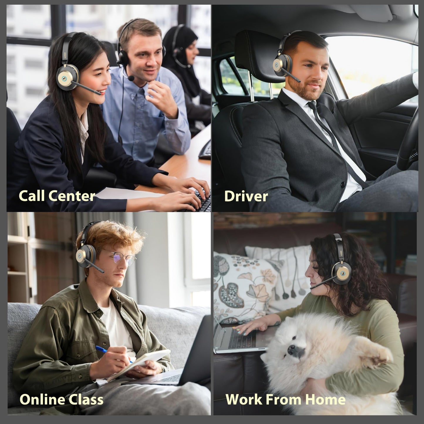 LUXEE Bluetooth Headset, Wireless Headphones with Microphone for Work, Noise Cancelling Clear Call for Meeting for Windows, Perfect for Call