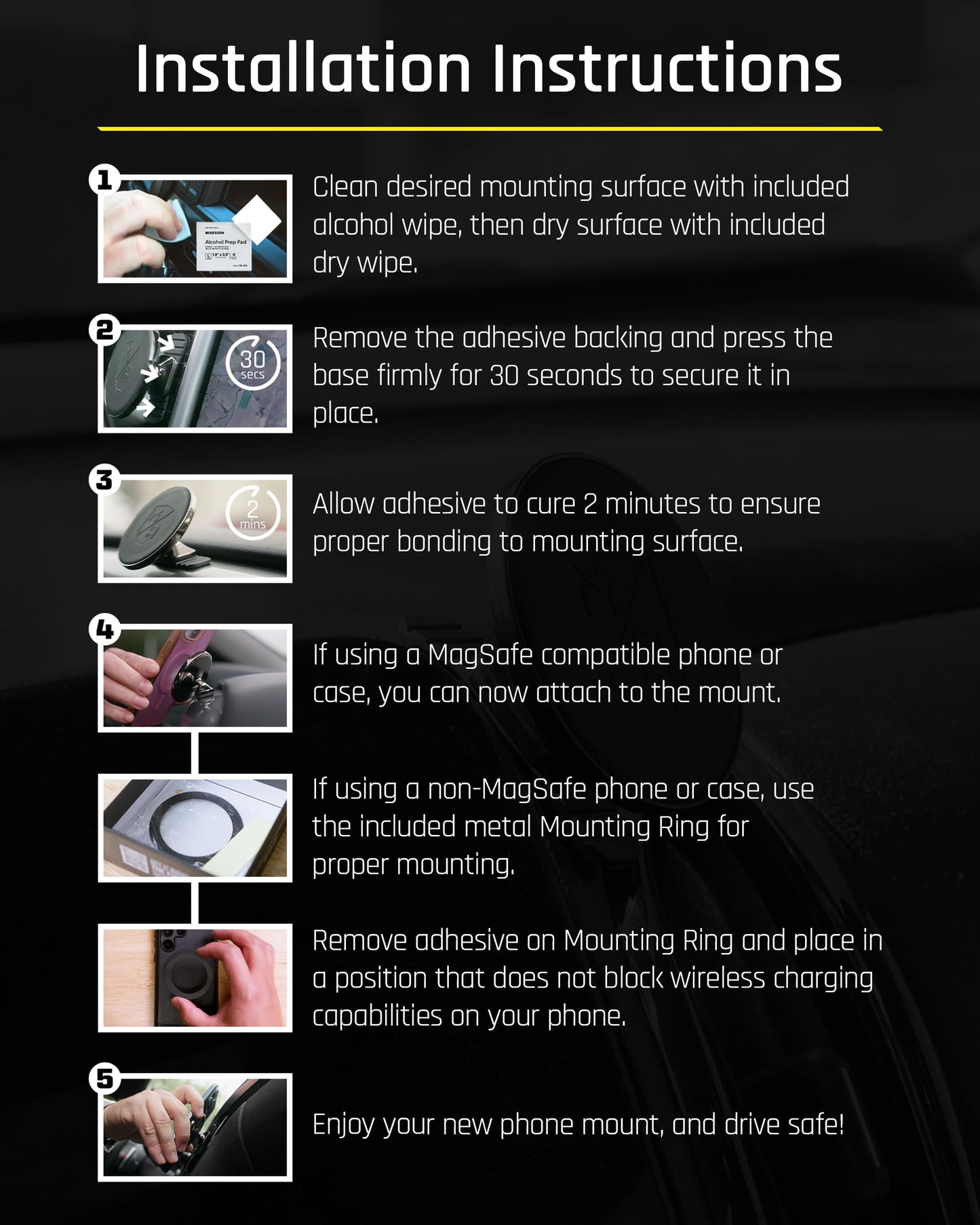 Mob Armor Slim Mount MS - Magsafe Car Mount, Magnetic Cell Phone Holder, MagSafe Car Accessories for Women & Men, Compatible with iPhones & Androids