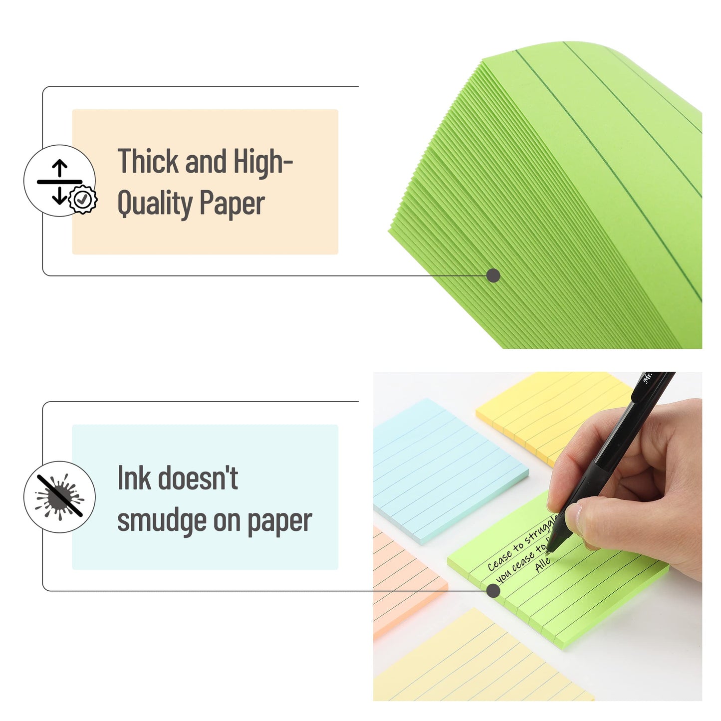 Mr. Pen- Lined Sticky Notes, 3" x 3", 6 Pads, 45 Sheets/Pad