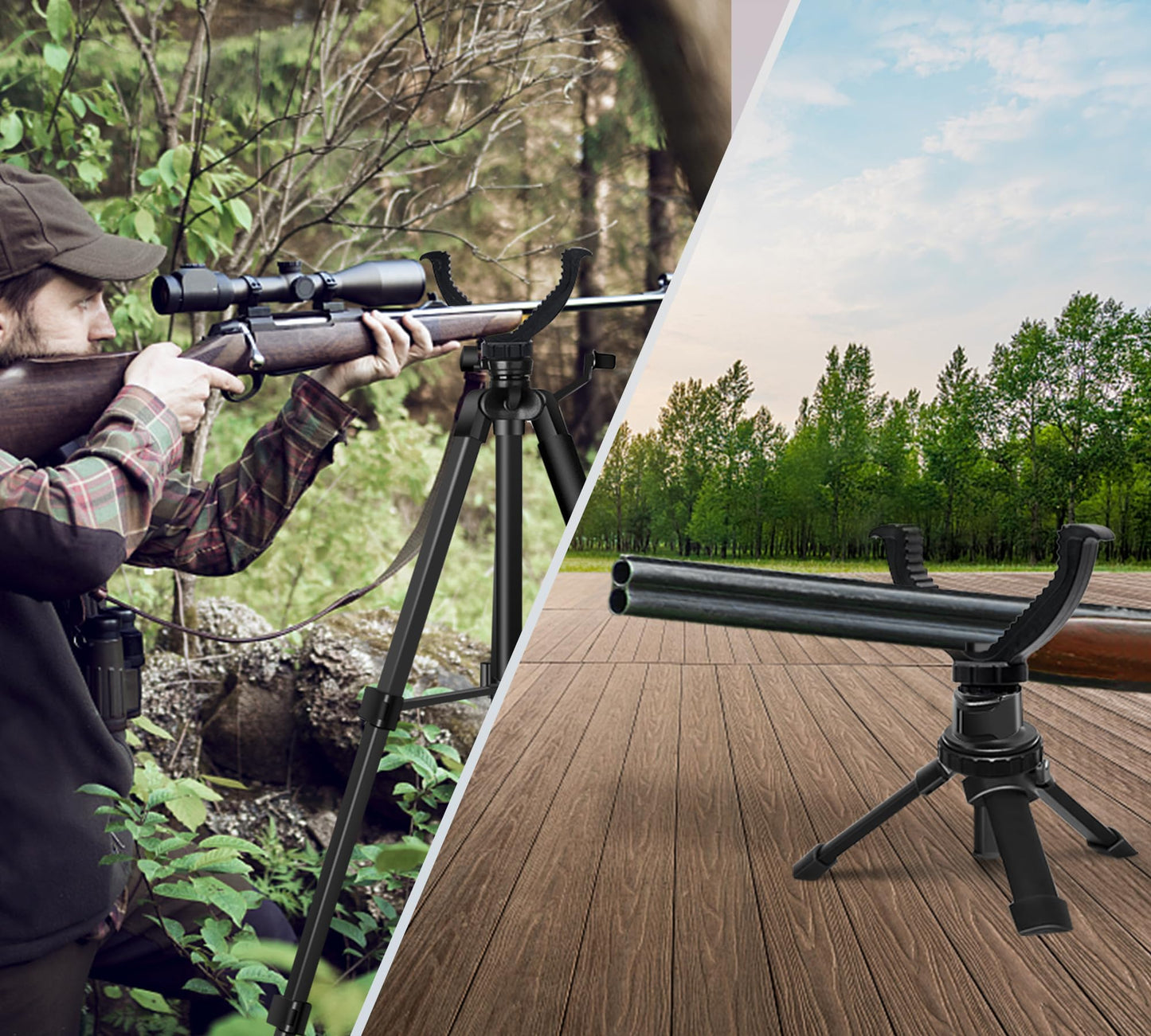 Spotting Scope Tripod, Shooting Tripod and Shooting Stand Rest Hunting V Yoke, with Binoculars Adapter and 2 QR, Compatible with Binoculars/Spotting