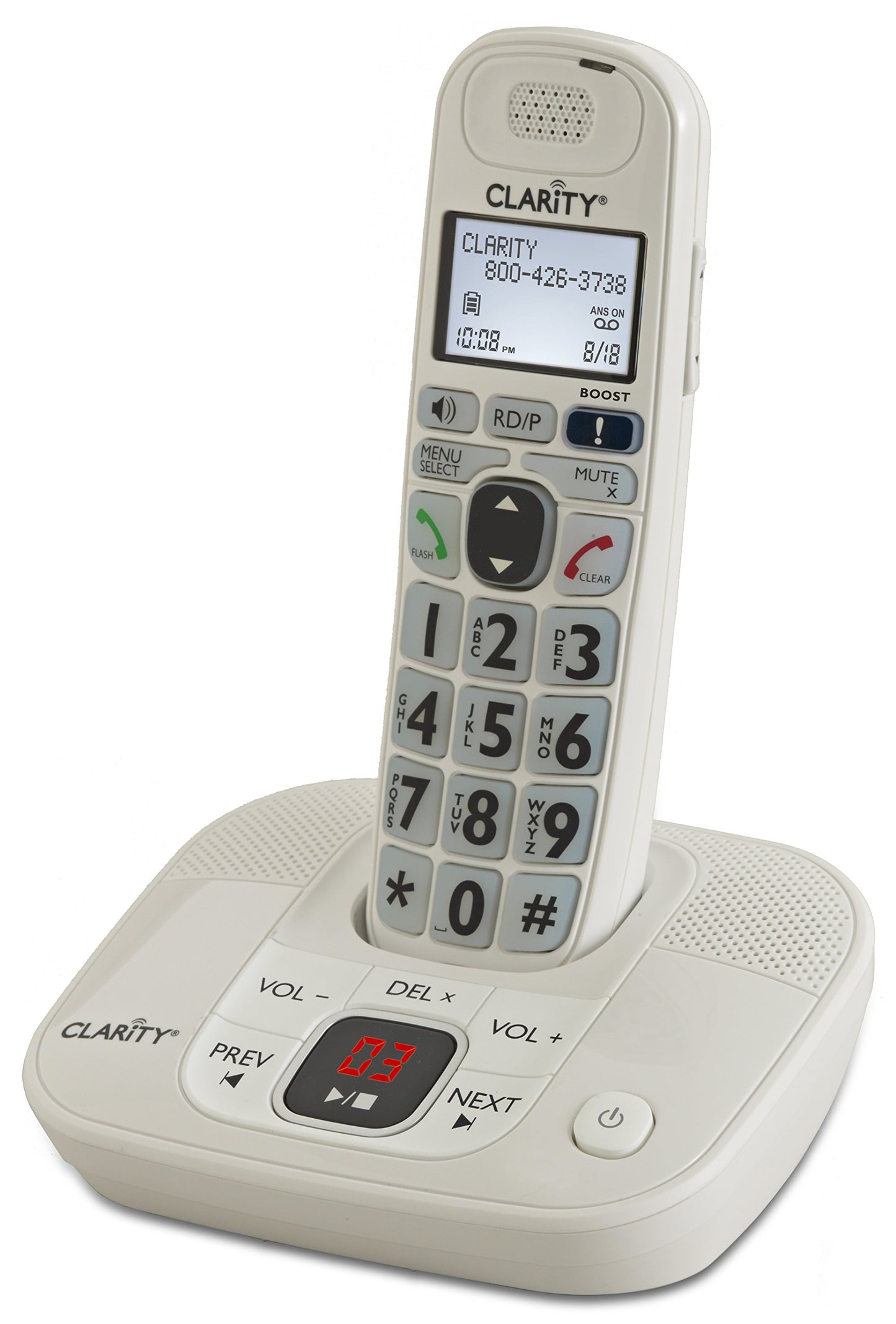 Clarity 53714 Dect 6.0 40-db Amplified Big-Button Corded Cordless Phone with Digital Answering System, 1 Handset, D714