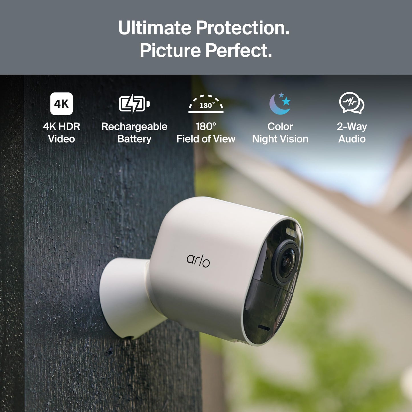 Arlo Ultra Security Camera 4K HDR (3rd Gen, 2025 Release) + SmartHub, Battery Power, Emergency Response, AI Event Captions, 1-Month Trial of Secure