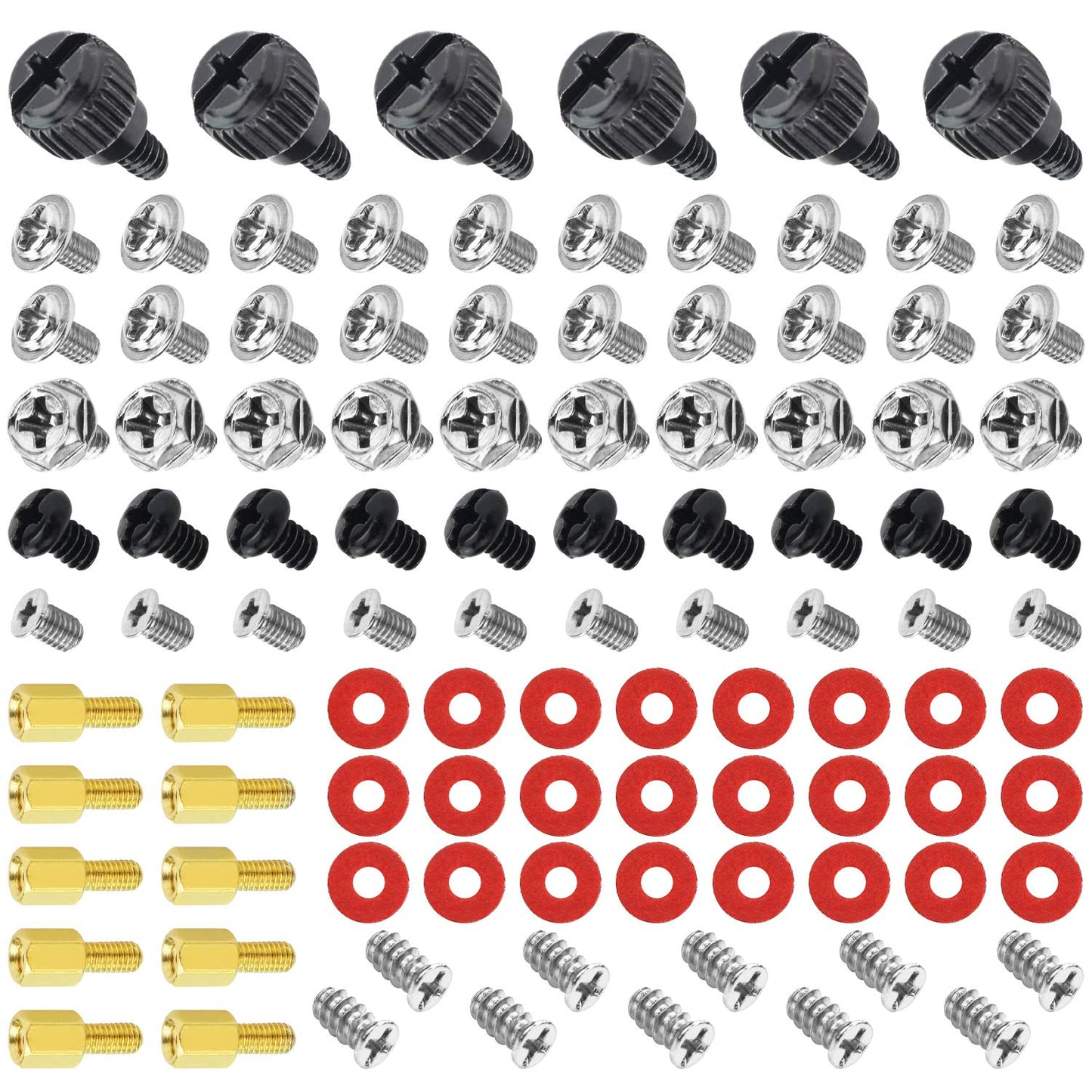 Powlankou PC Computer Screws Standoffs Kit for Hard Drive Computer Case Motherboard Fan Power Graphics
