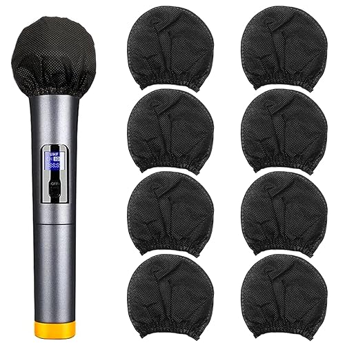 200pcs Disposable Microphone Cover, Non-Woven Elastic Band Handheld Mic Covers, Microphone Windscreen Protective Cover for KTV, Karaoke, Recording