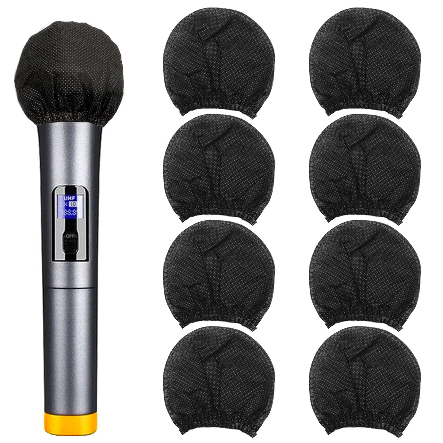 200pcs Disposable Microphone Cover, Non-Woven Elastic Band Handheld Mic Covers, Microphone Windscreen Protective Cover for KTV, Karaoke, Recording