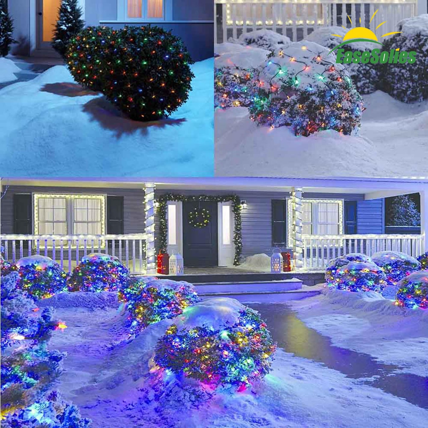 2 PACK Battery Net Lights - Outdoor Waterproof Garden Light, 200 LED Tree String Light with 8 Modes, Mesh Curtain Lights for Garden Patio Yard