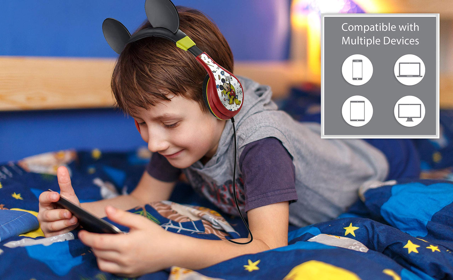 eKids Mickey Mouse Kids Headphones with 3.5mm Audio Jack, Wired Headphones for School, Home or Travel (Mickey Mouse)