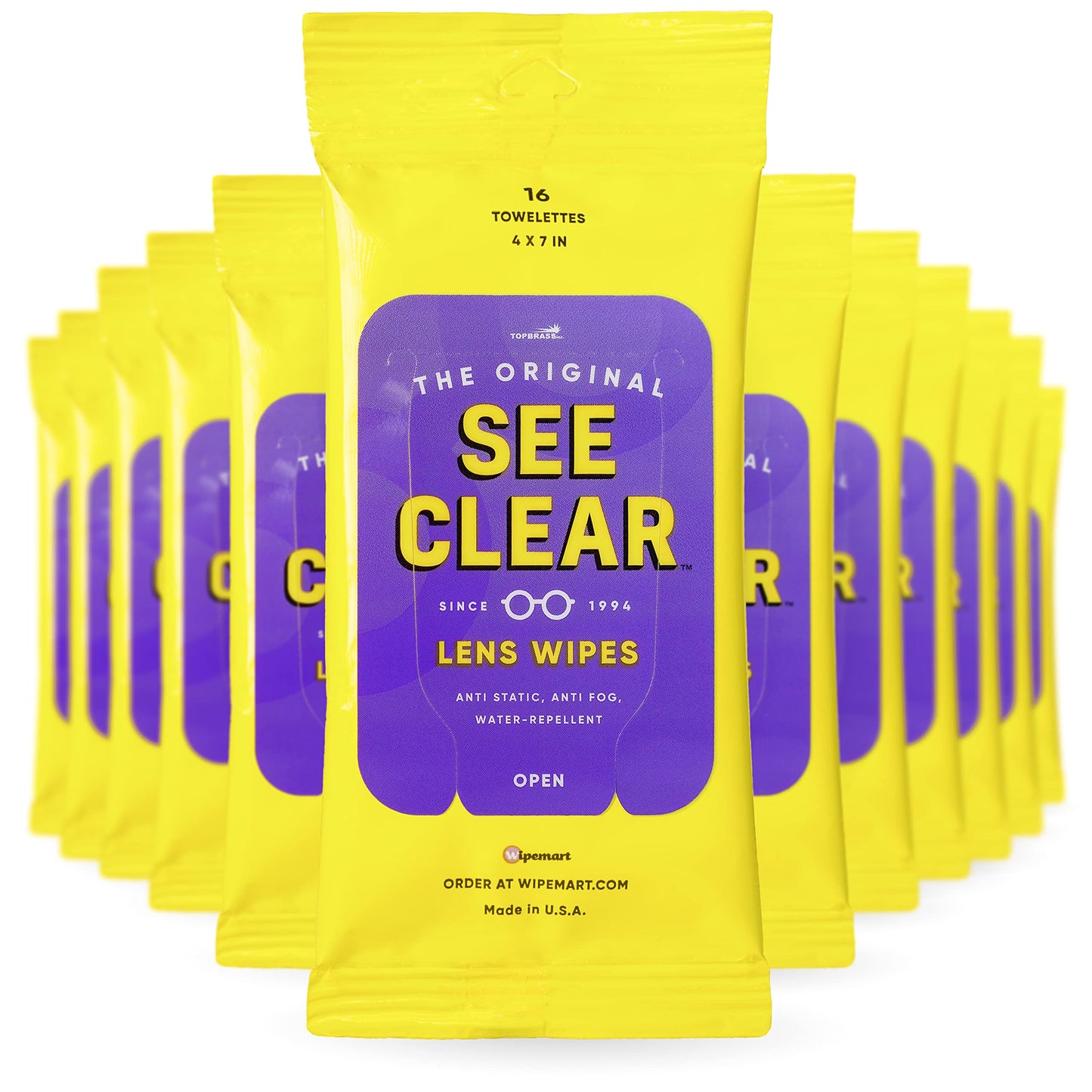 See Clear Original Lens Cleaning Wipes - Pre-Moistened Eyeglass & Screen Cleaning Cloth Towelettes - Streak Free, Scratch Free Lens & Electronic
