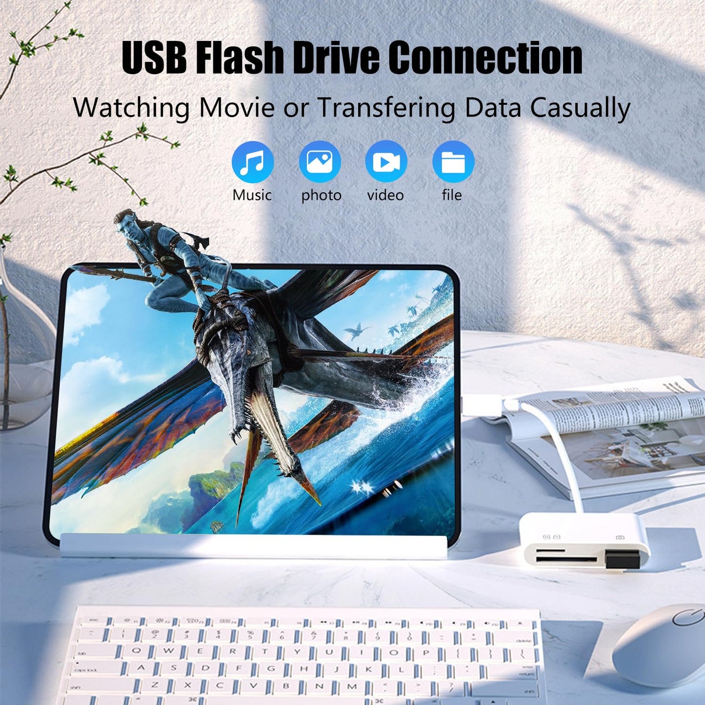 USB C SD Card Reader for iPhone 15 16 17, SD Card Adapter with SD MicroSD USB 3 Ports, USBC Memory Card Reader for iPhone 15 16, iPad, Mac, MacBook