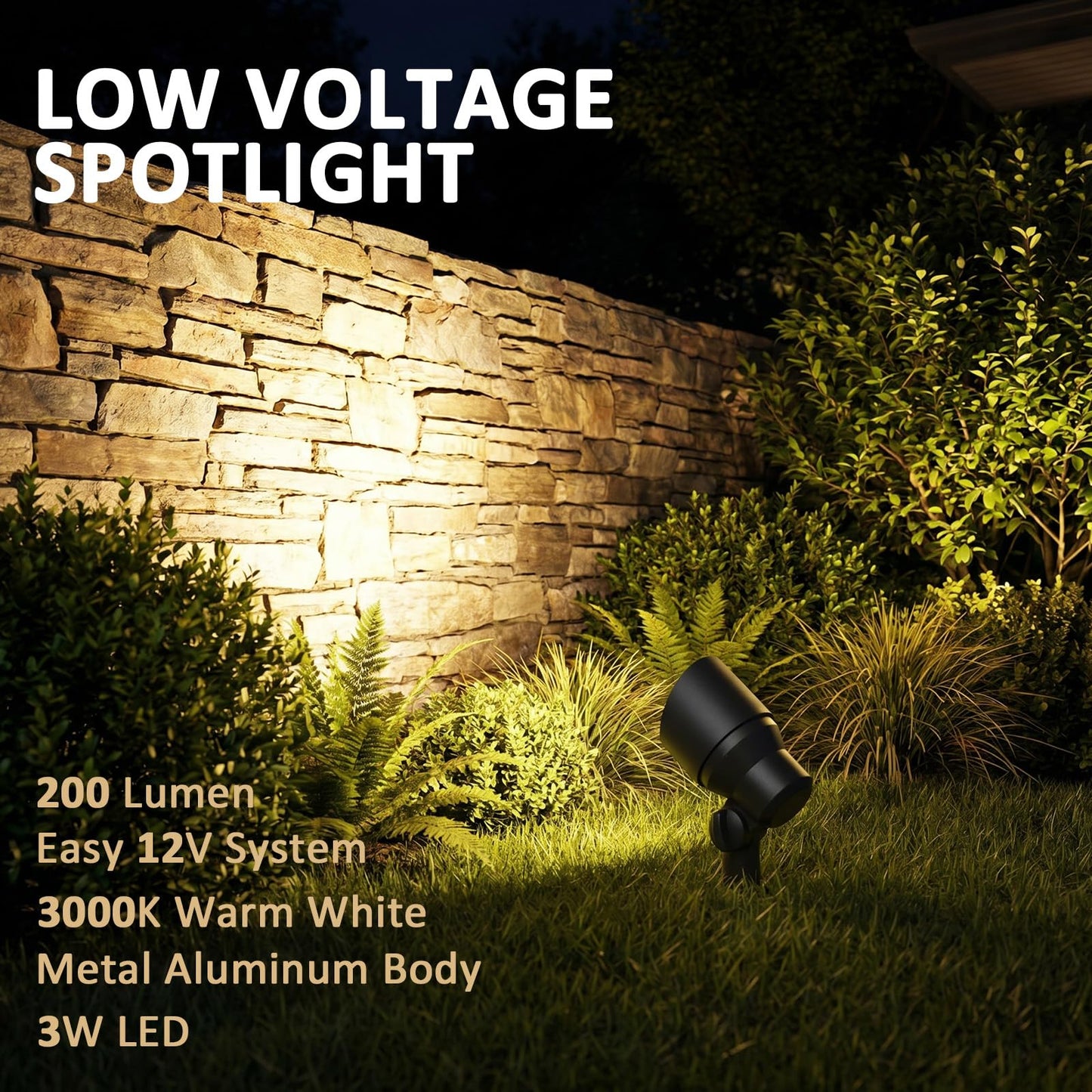 LL LIGHTING LIVING Low Voltage Spotlights 2PK 3W MR11 LED Floodlights 12V AC Outdoor Spot Lights Landscape Lighting Kit 200 Lumens 3000K Warm White