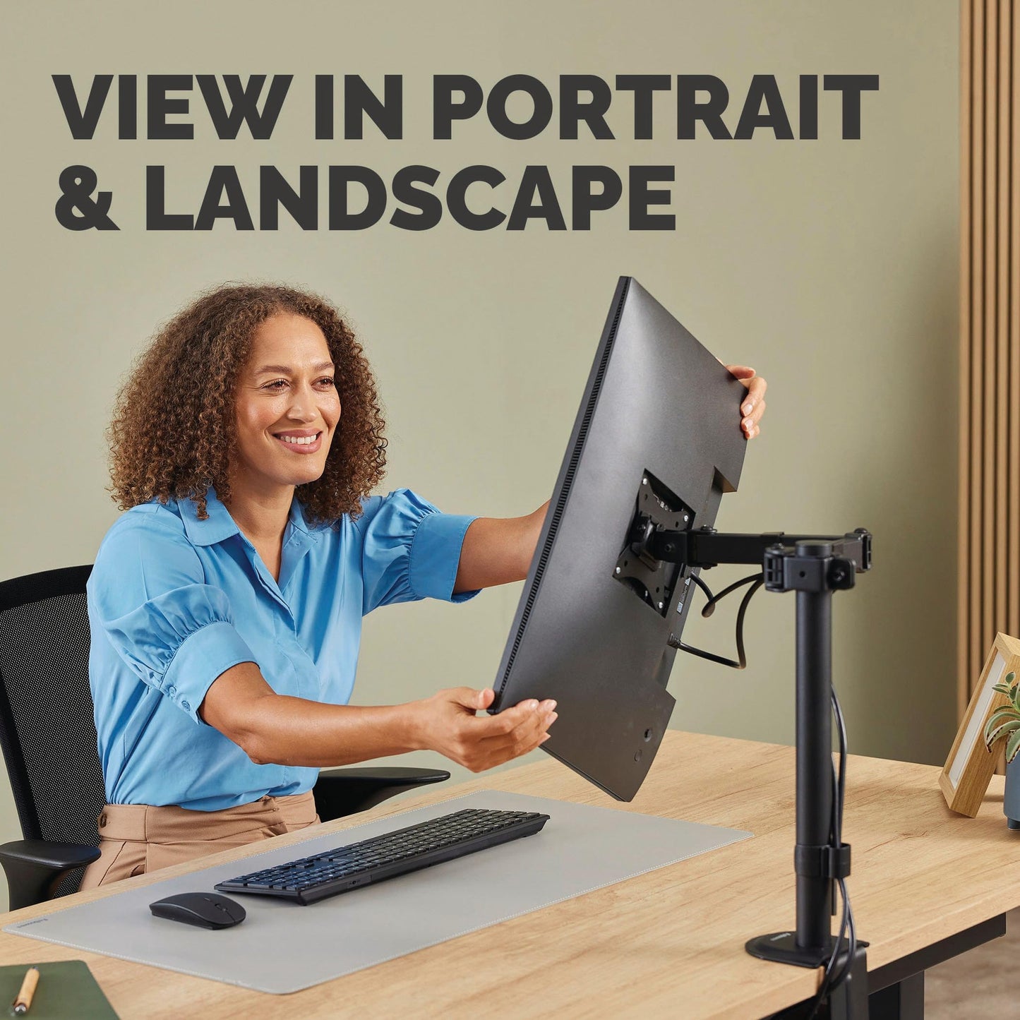 Fellowes Everyday Adjustable Single Monitor Arm - Supports Screens up to 32" Weighing 19.84 lbs, Tilt, Swivel, Rotate, VESA 75/100, Clamp or Grommet