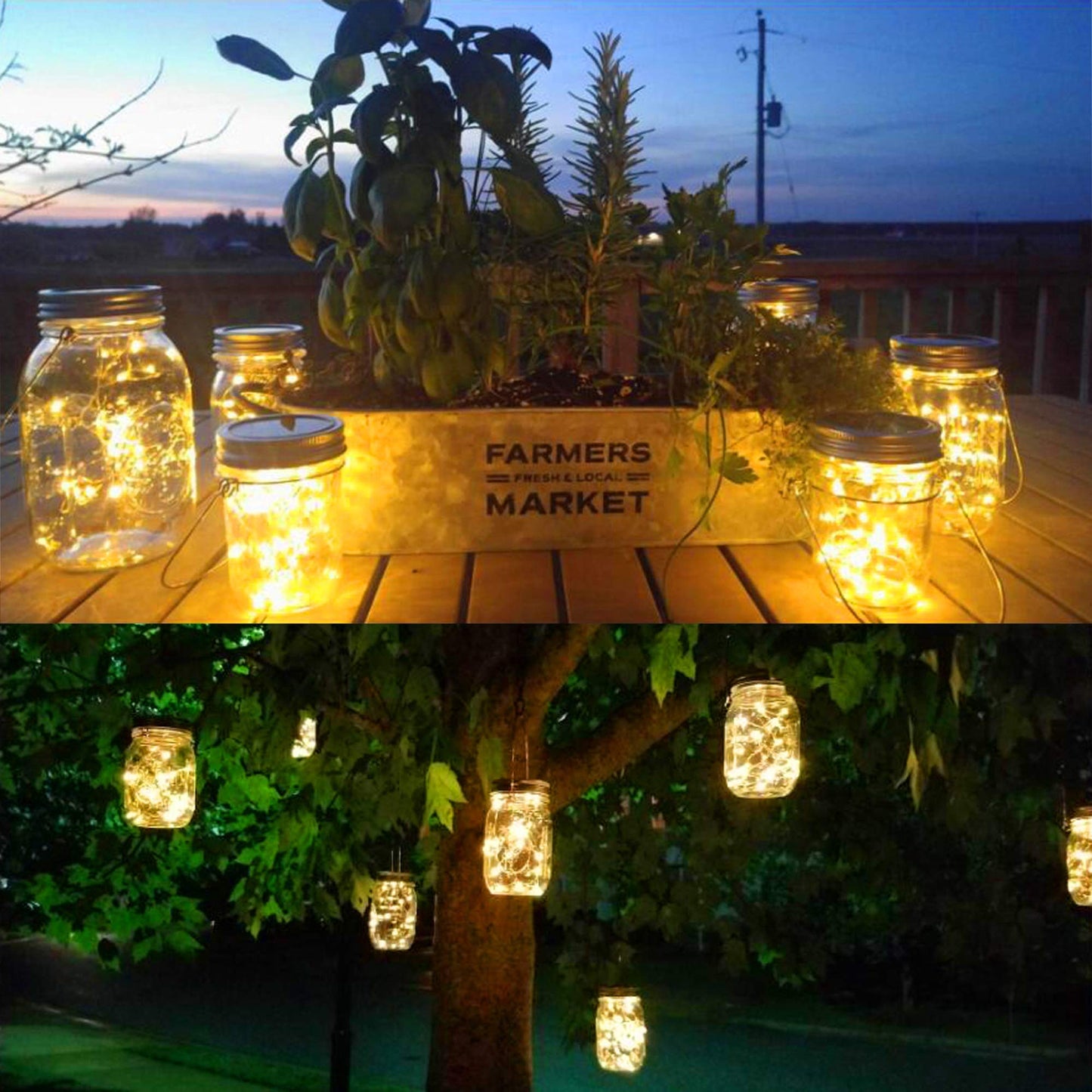 Mason Jar Solar Lantern Lights, 8 Pack 30 LED Bulbs Fairy Star Firefly Solar Lids Jar Lights,8 Hangers Included(No Jars),for Outdoor Home Garden Patio