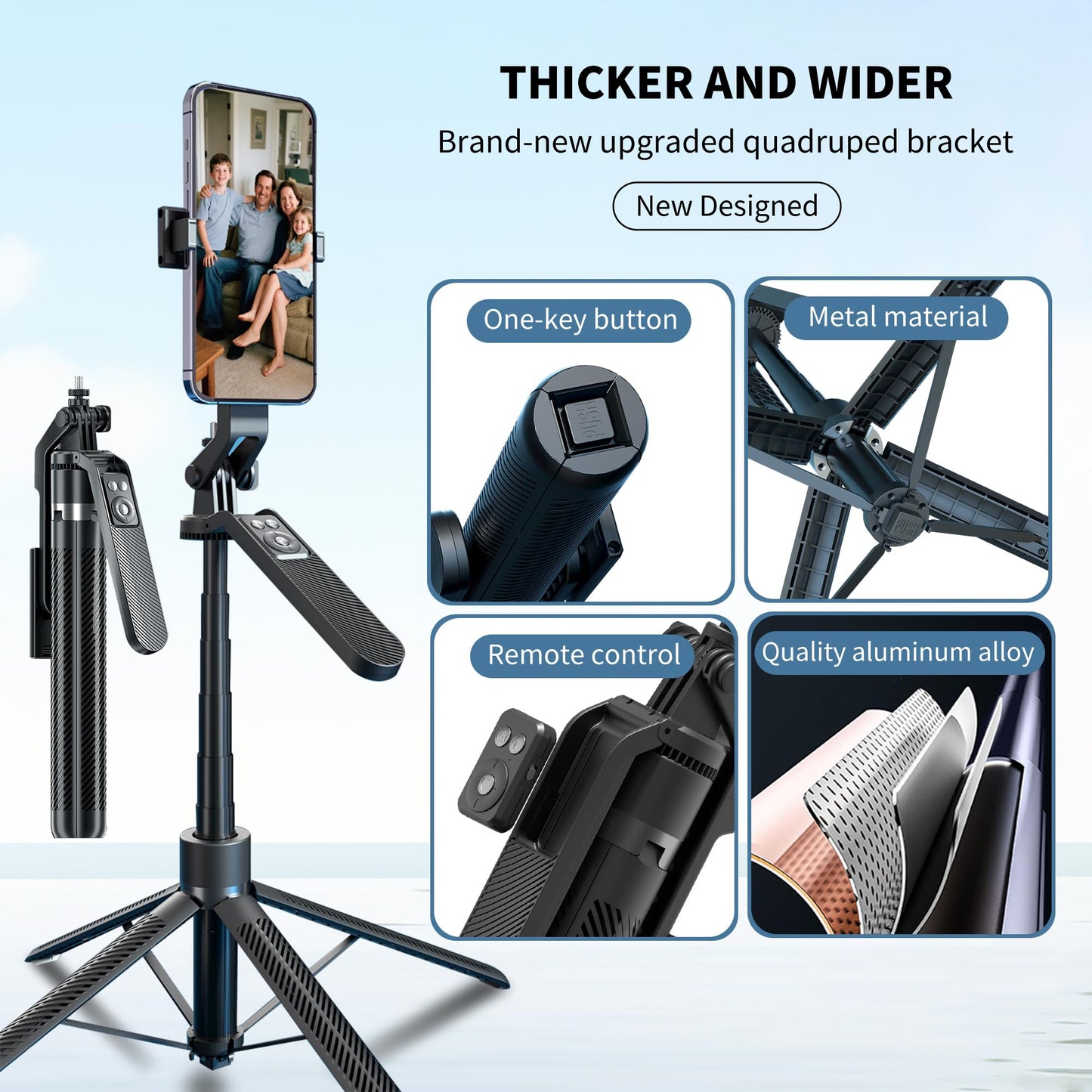 70" Tripod for Phone, Portable All in One Extendable Cell Phone Tripod Stand, Tall Travel Tripods for Recording Video Selfies Photo, with Wireless