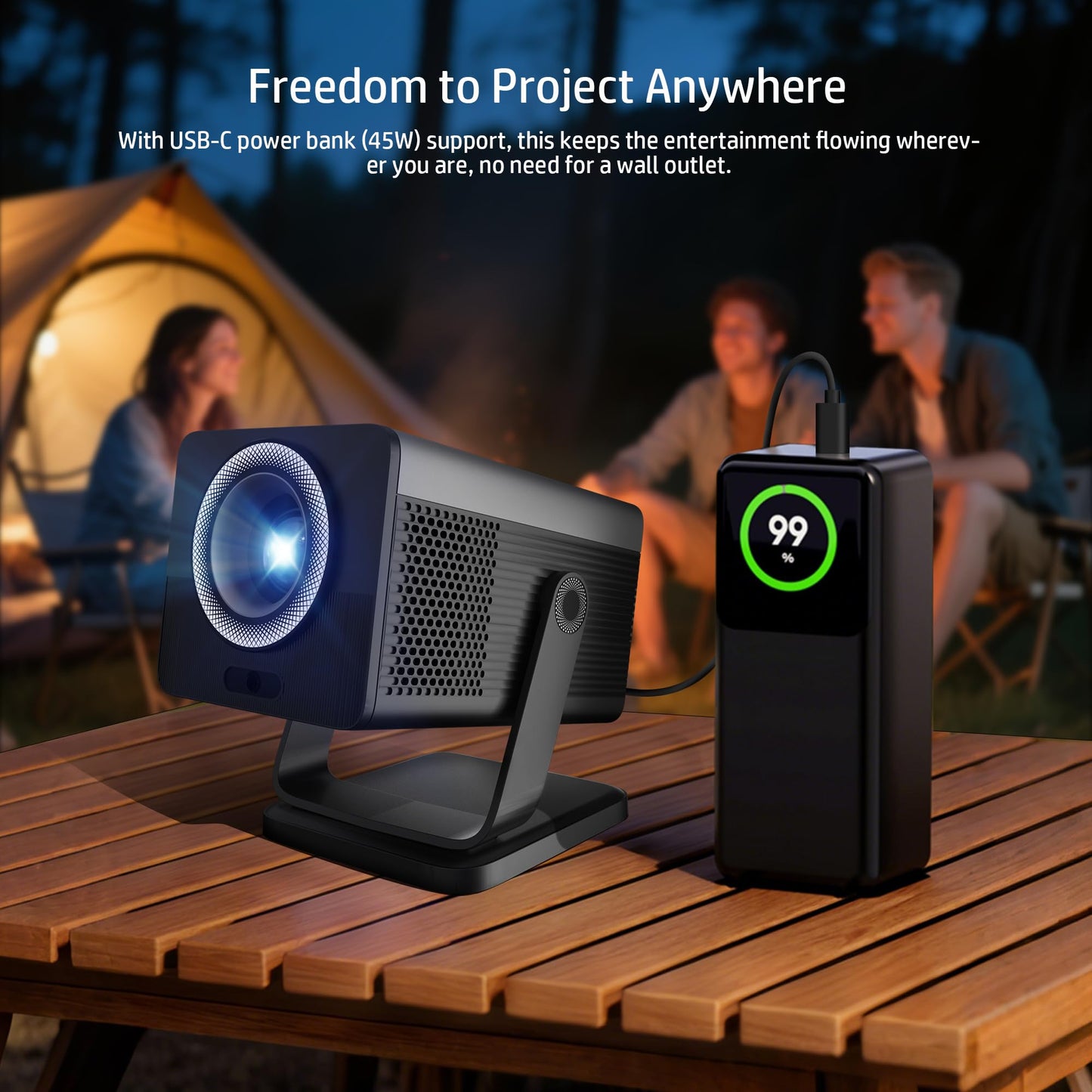 HP MC450 Smart Mini Portable Projector with WiFi & Bluetooth, Official Licensed Apps, Short Throw Projector with 4K Support, Voice Control, USB-C