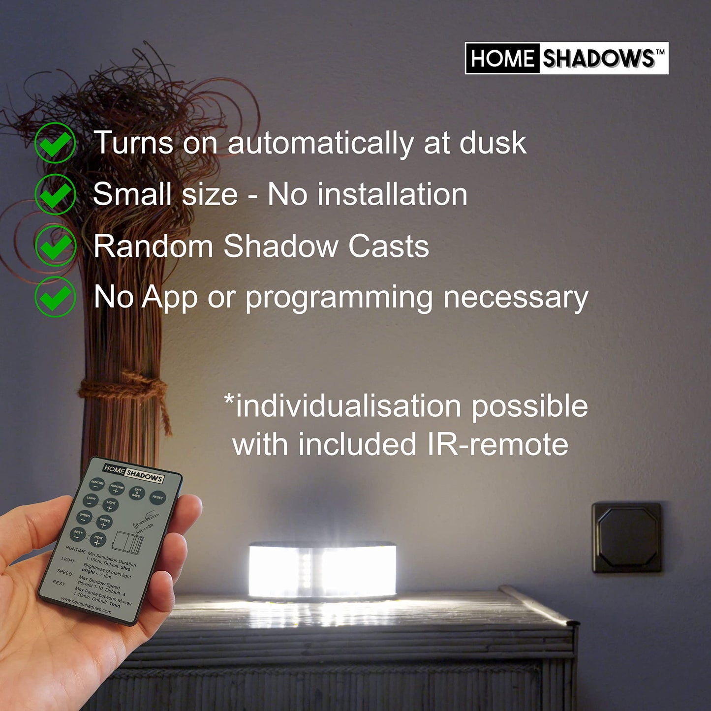 homeshadows Attendance Simulator - DIY Home Security System That Casts Shadows on Curtains or Walls to Deter burglars Before They Try to Break