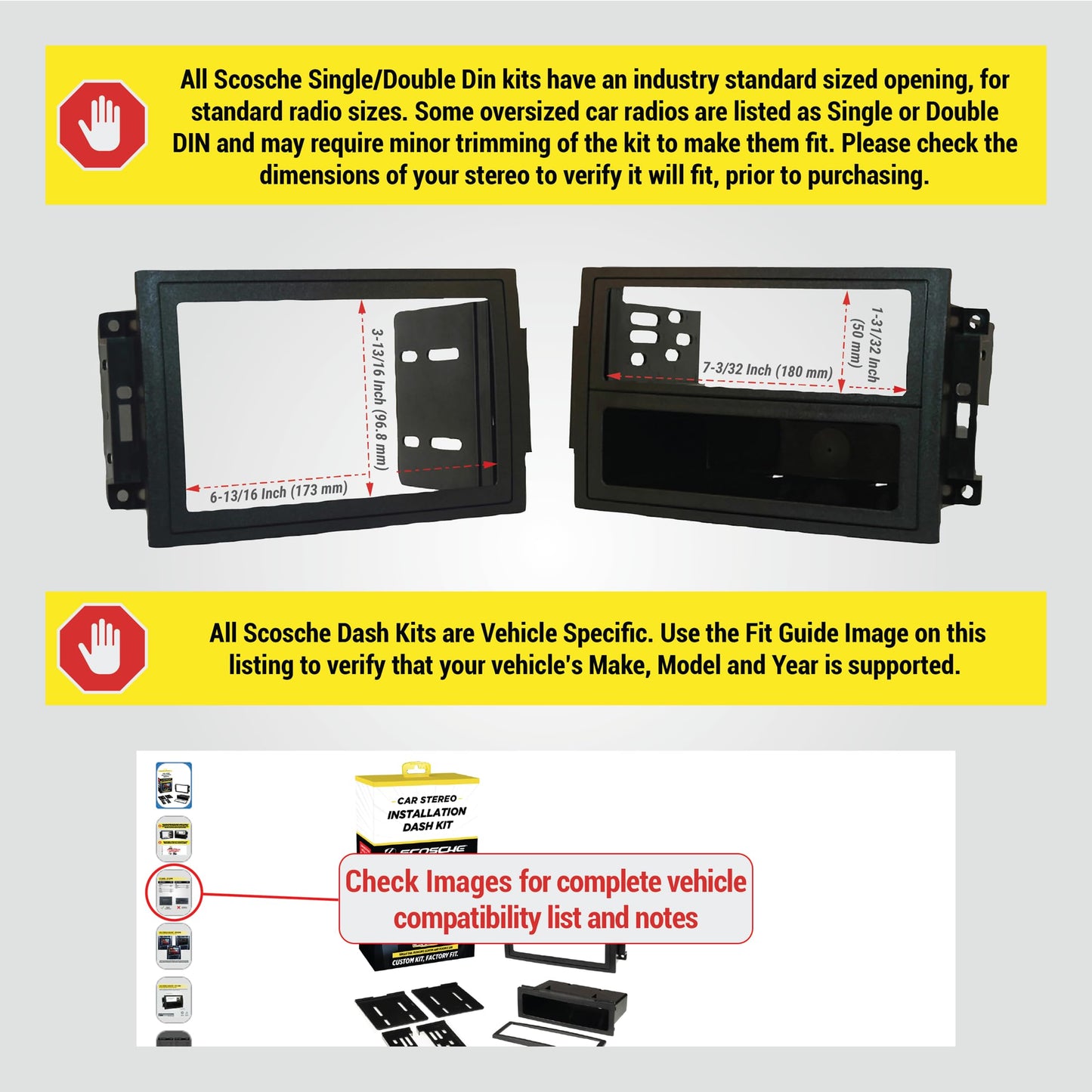 Scosche CR1289B Radio Install Dash Kit Compatible with Select 2005-08 Chrysler, Dodge & Jeep - Fits Double DIN or Single DIN with Storage Pocket - Car