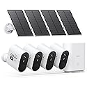 aosu 3K/5MP Security Cameras Outdoor Wireless Home Surveillance System, Solar Powered, 166° Ultra-Wide-Angle, HD Color Night Vision, Spotlight & Siren