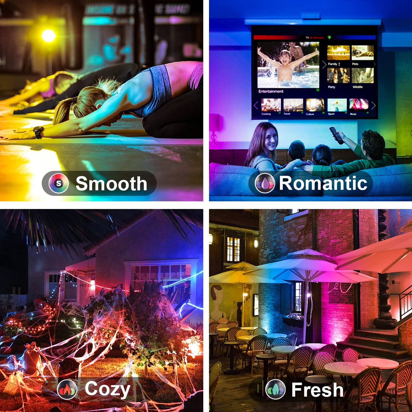 LED Flood Light Outdoor 500W Equivalent Color Changing Landscape Lighting, 24H Timing+120 Colors Strobe+2700K Warm White+DIY Flash, IP66 Waterproof Up