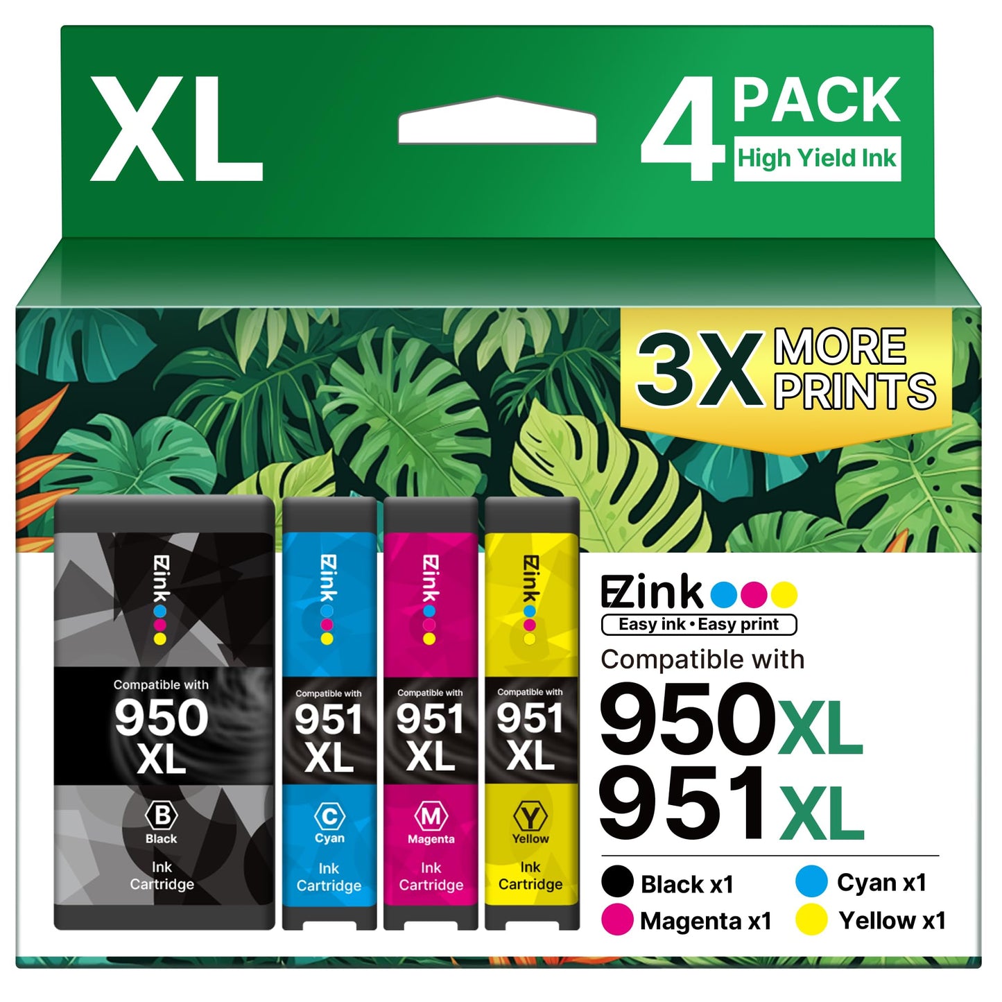 950XL 951XL Ink Cartridges Combo Pack Compatible for HP 950 951 (4 Pack)