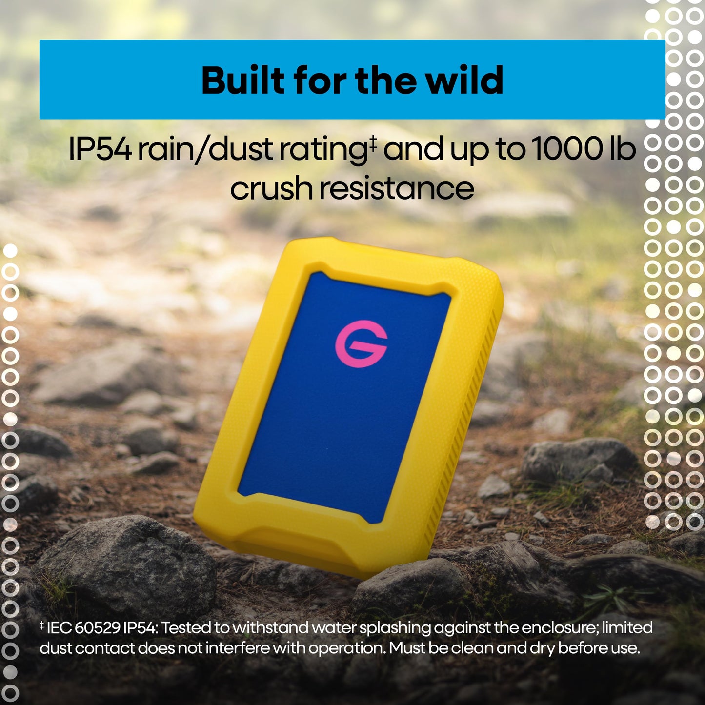 1TB G-Drive ArmorATD Rugged, Durable Portable External HDD, Up to 130MB/s, USB-C (5Gbps), USB 3.2 Gen 1 - SDPHE1G-001T