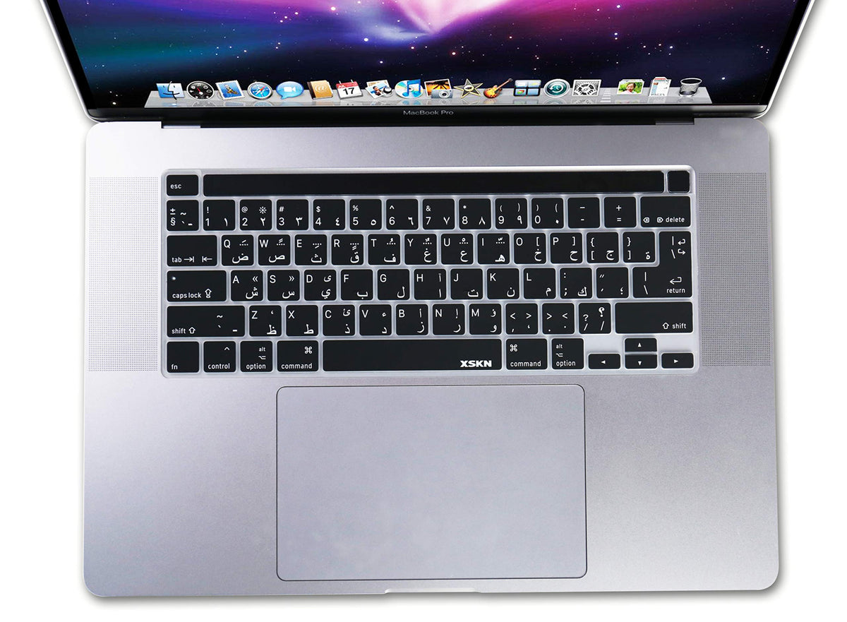 XSKN Arabic/English Bilingual Black Silicone Keyboard Cover Skin for Touch Bar Models 2019 MacBook Pro 16 inch A2141 2020 MacBook Pro 13.3 inch A2251