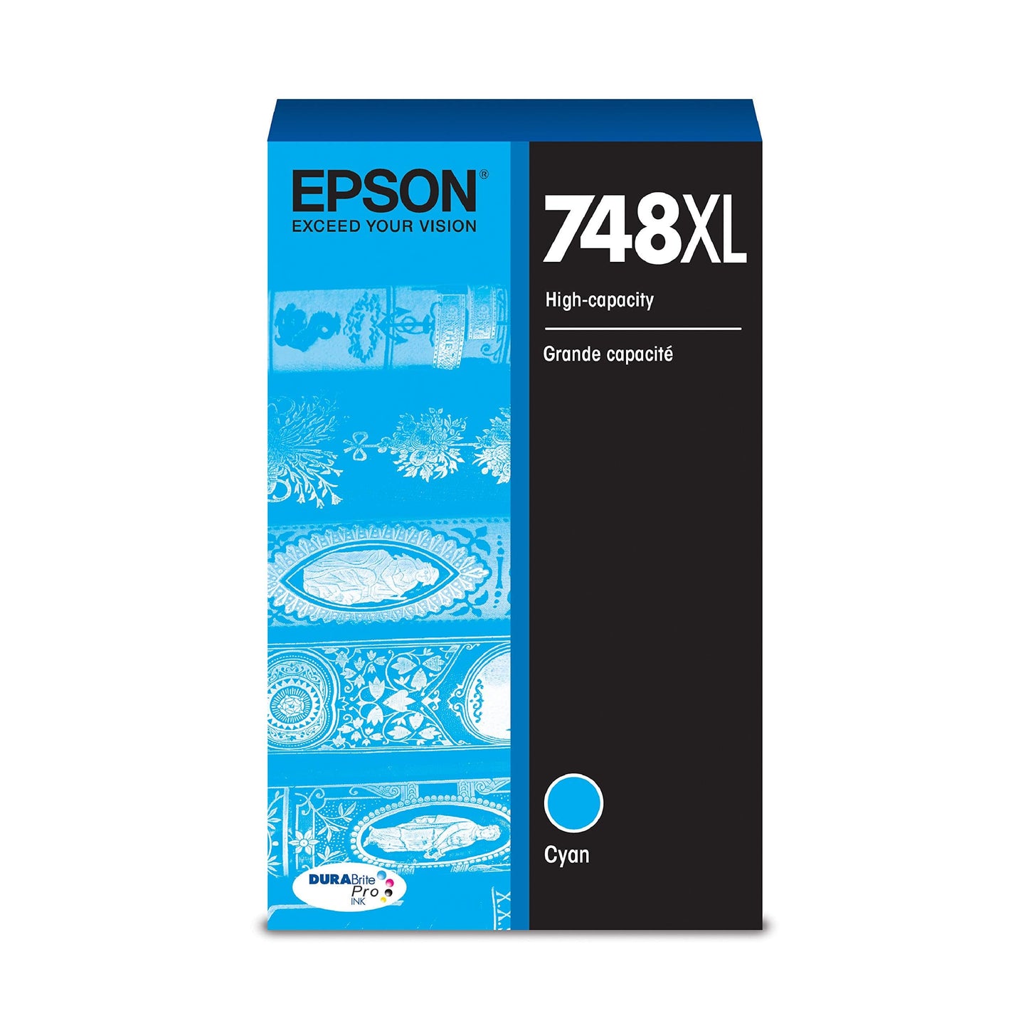 EPSON 748 DURABrite Pro Ink High Capacity Cyan Cartridge (T748XL220) Works with WorkForce WF-6530 WF-6530, 6590, 8590, 6090, 8090