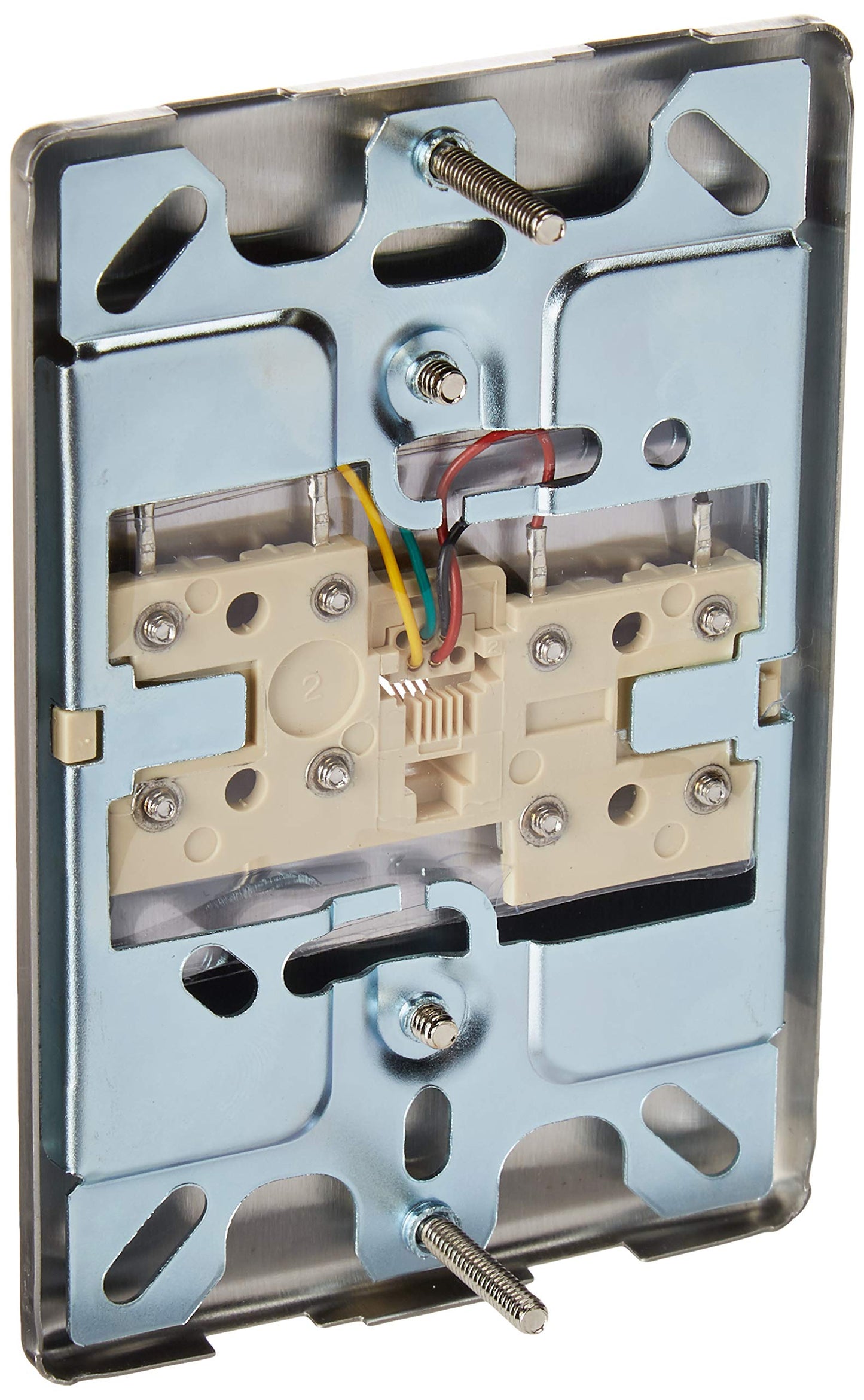 Leviton Telephone Wall Phone Wallplate Surface Mount Jack, 1 Modular 6P4C Jack, Screw-Down Connection, Stainless Steel, C0256-SS