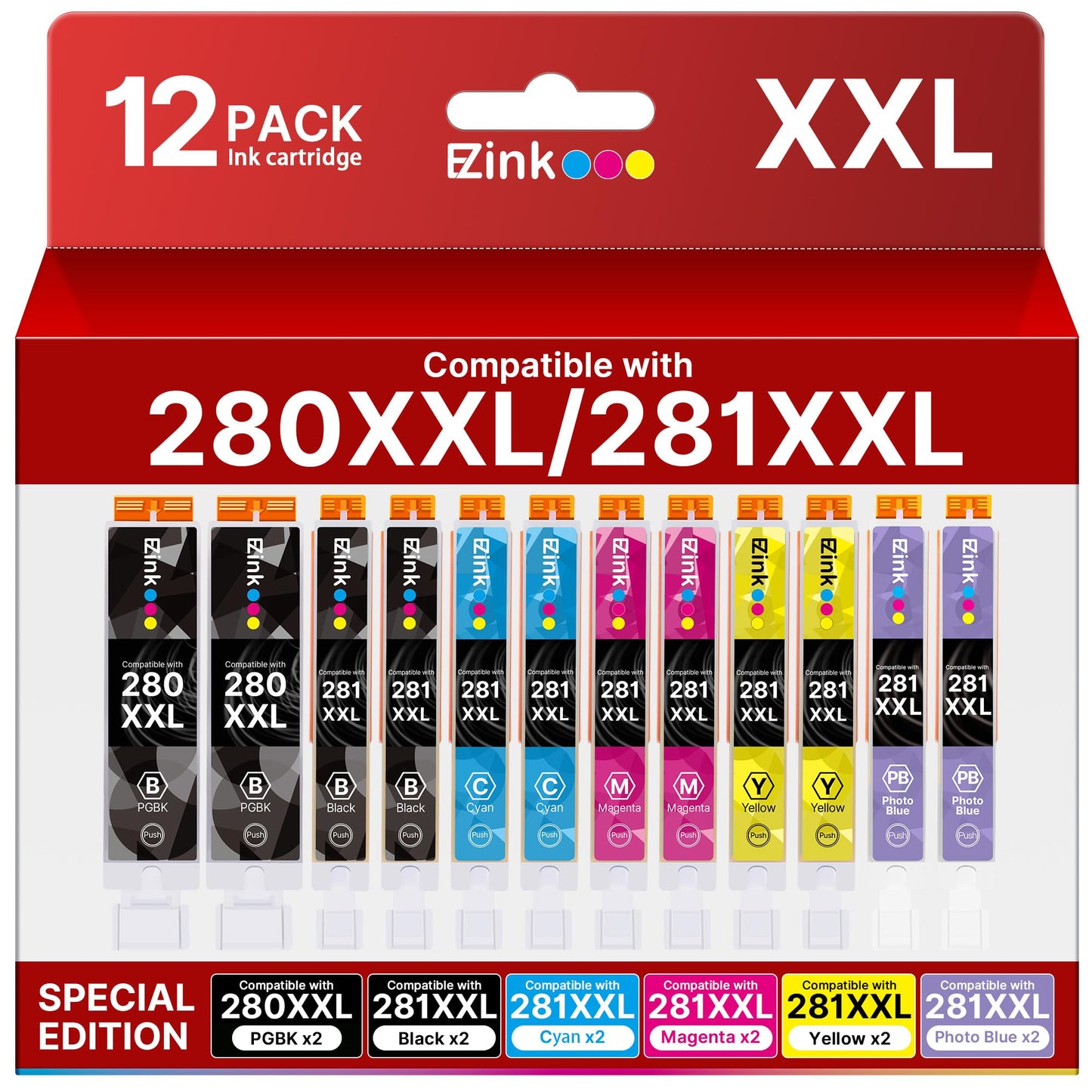 E-Z Ink Compatible for Canon PGI-280XXL CLI-281XXL 280 281 Ink Cartridges