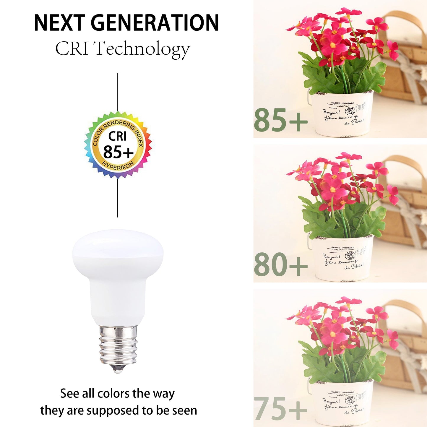 R14 LED light Bulb 3Watt E17 Base 300lumen 120Volt Daylight White 5000k (equivalent 25Watt Flood Light Bulb Brightnes)Be applicablefor Ceiling Fan