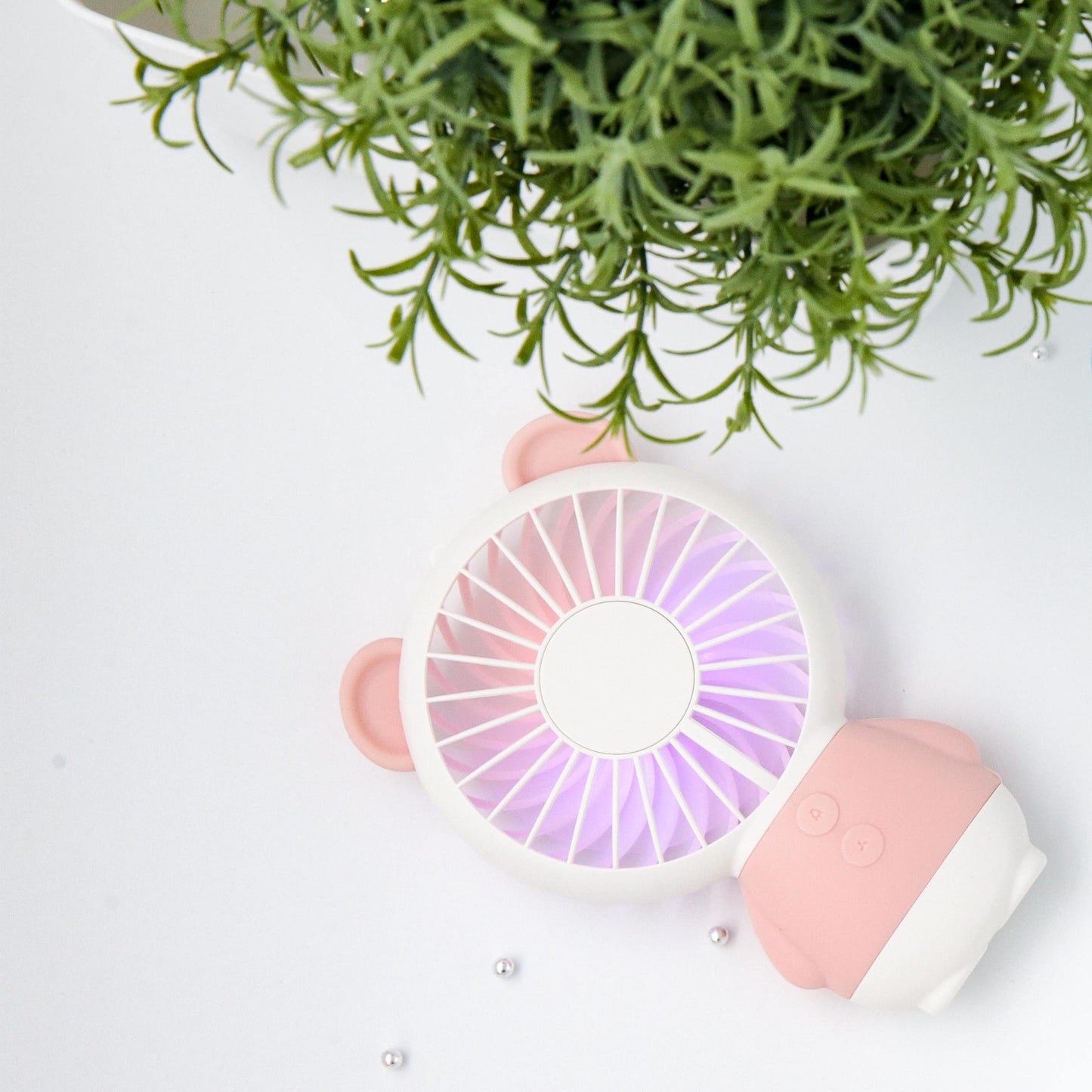 LRYQDM Mini Handheld Fan Portable Fan Mini Bear Fan USB Portable Fan Small Fan Fan for Kids Girls Woman Home Office Outdoor Travel(Pink)