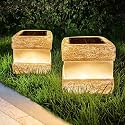 2 Pack Solar Rock Lights Outdoor - Solar Garden Decor Landscape Pathway Lights Waterproof with Warm LED Lights for Table Patio Yard Garden Walkway