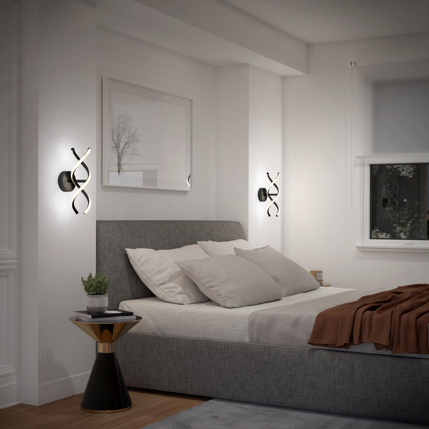artika DNA 12W LED Modern Wall Sconce Light, Matte Black Finish, Ideal for Bathroom, Living Room, Bedroom, Hallway - 800 Lumens, 3500 Kelvin, Made