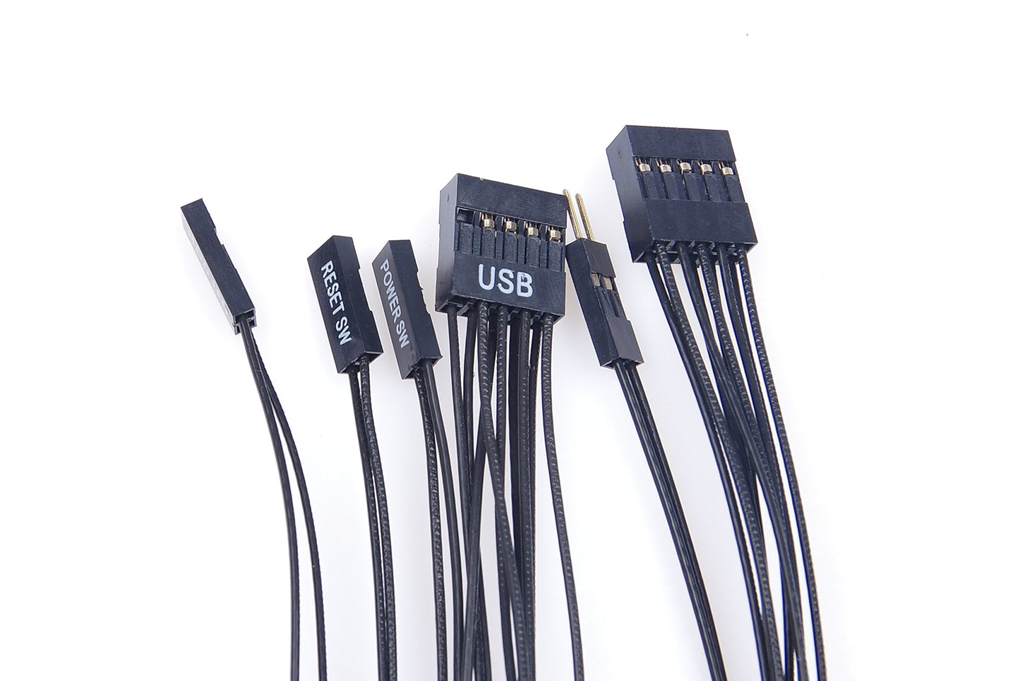 LM YN Motherboard Extension Cable Set 22AWG Silver Plating Cord Gold-Plated Plug Six Kinds POWE LED HDD LED Power SW Reset SW HD Audio Front USB