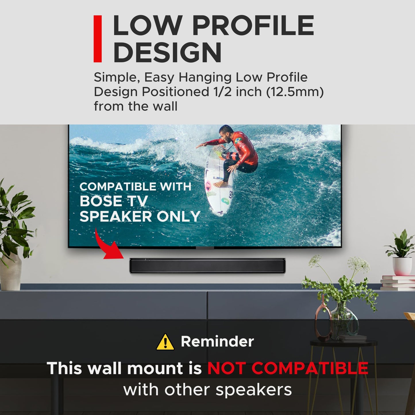Sound Bass TV Speaker Wall Mount Bracket | Compatible with Bose TV Speaker Soundbar Only | Complete with Full Mounting Hardware Kit | Only Suitable