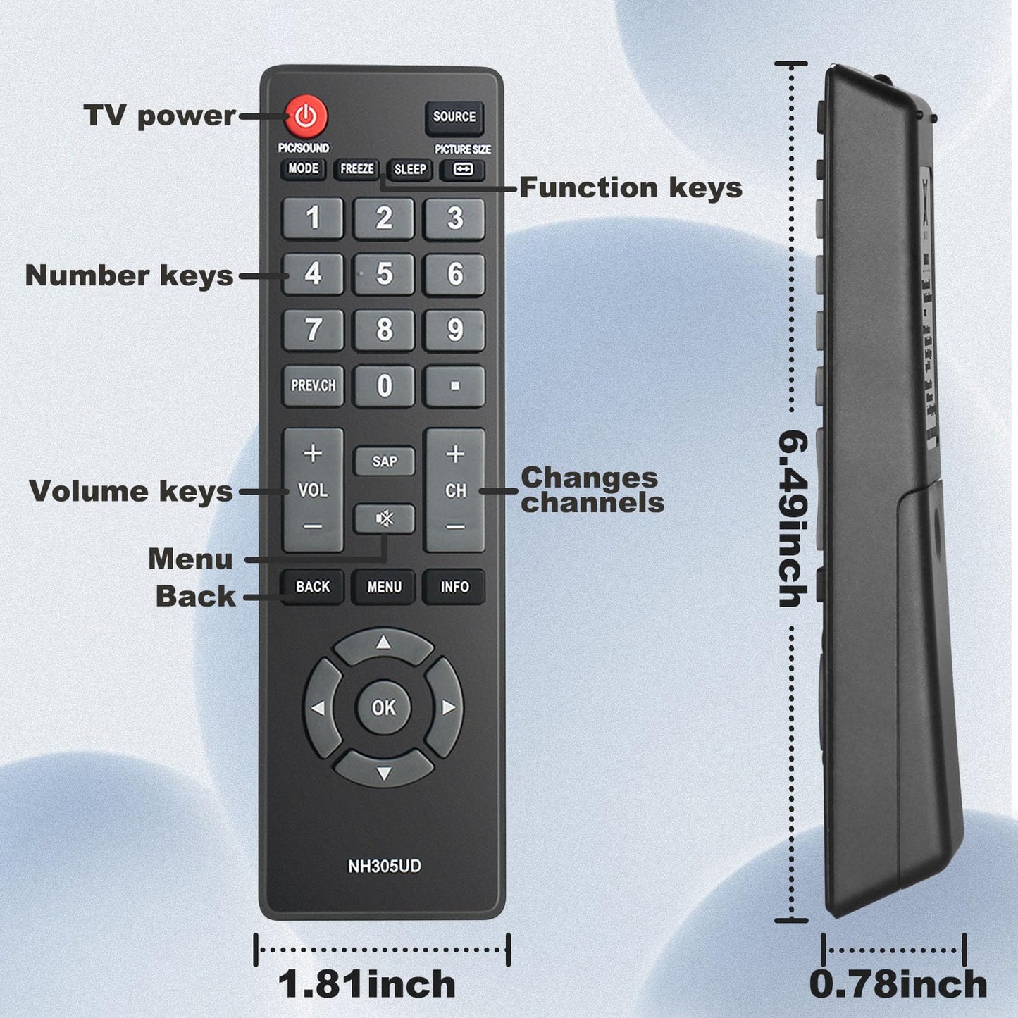 NH305UD for Emerson TV Remote, Universal Remote Control for Emerson TV LCD HDTV Models LF402EM6 LF461EM4 LF501EM4 LF501EM5F LF391EM4 LF320EM4
