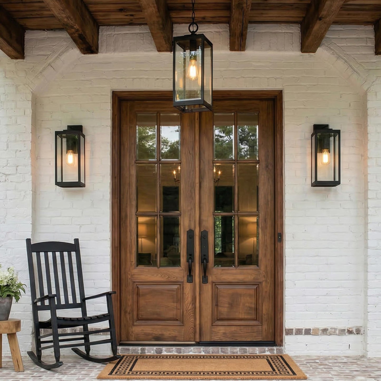Quoizel Westover Outdoor Hanging Lantern, 21 Inch 1-Light Earth Black Modern Ceiling Mount Light, Clear Beveled Glass, Max Hanging Height 122"