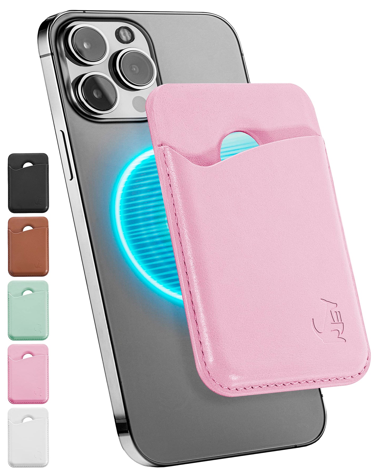 Wallaroo Wallets Genuine Leather MagSafe Compatible Phone Wallet Credit Card Holder for iPhone and Other Smartphones (Lavender Pink)
