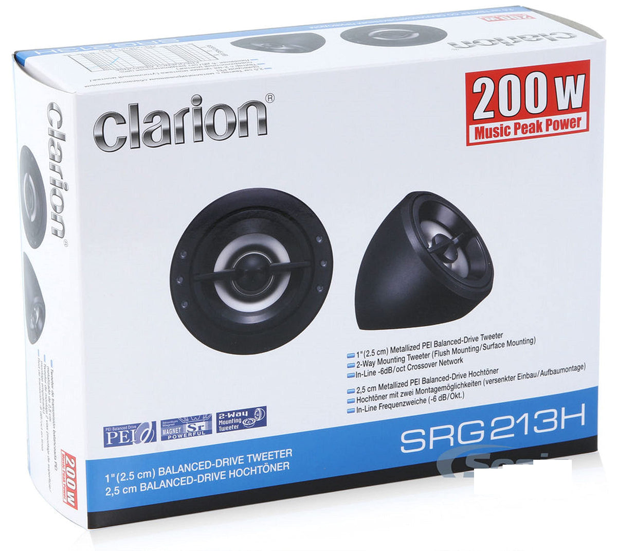Clarion SRG213H 1-Inch Balanced Drive Tweeter - Set of 2