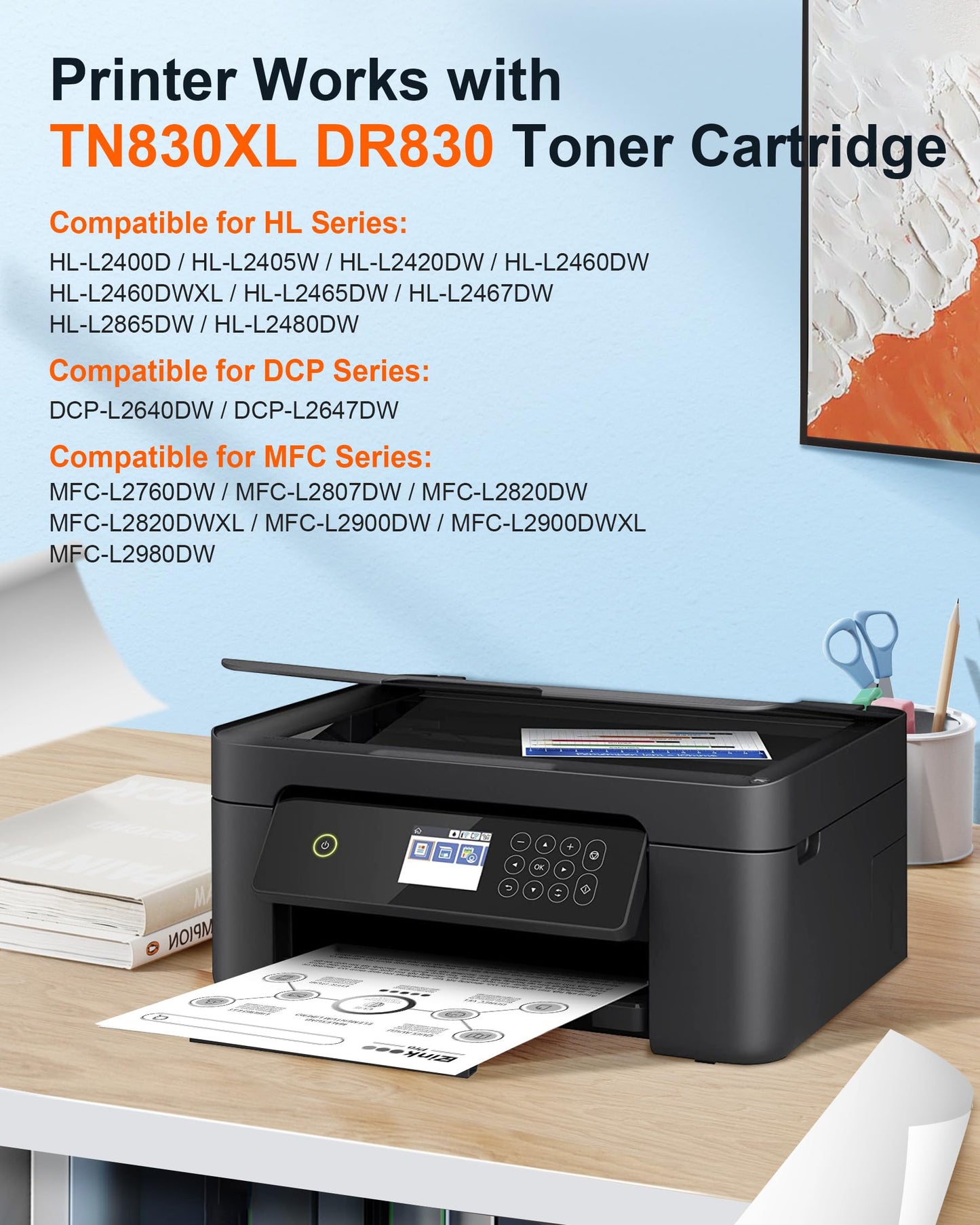 E-Z Ink Pro for Brother TN830XL Toner and DR830 Drum Unit Replacement for Brother Printer HL-L2405W HL-L2400D HL-L2460DW HL-L2465DW HL-L2480DW