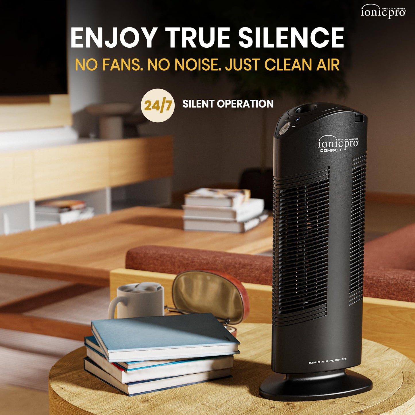 Ionic Pro Compact Filterless Air Purifier for Home, Cleans Up to 300 sq.ft