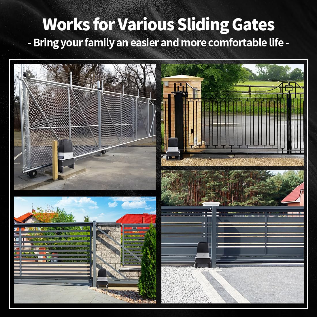 TOPENS DKC2000S Solar Sliding Gate Opener Chain Drive Automatic Gate Motor for Heavy Driveway Slide Gates Up to 4400 Pounds, Electric Gate Operator