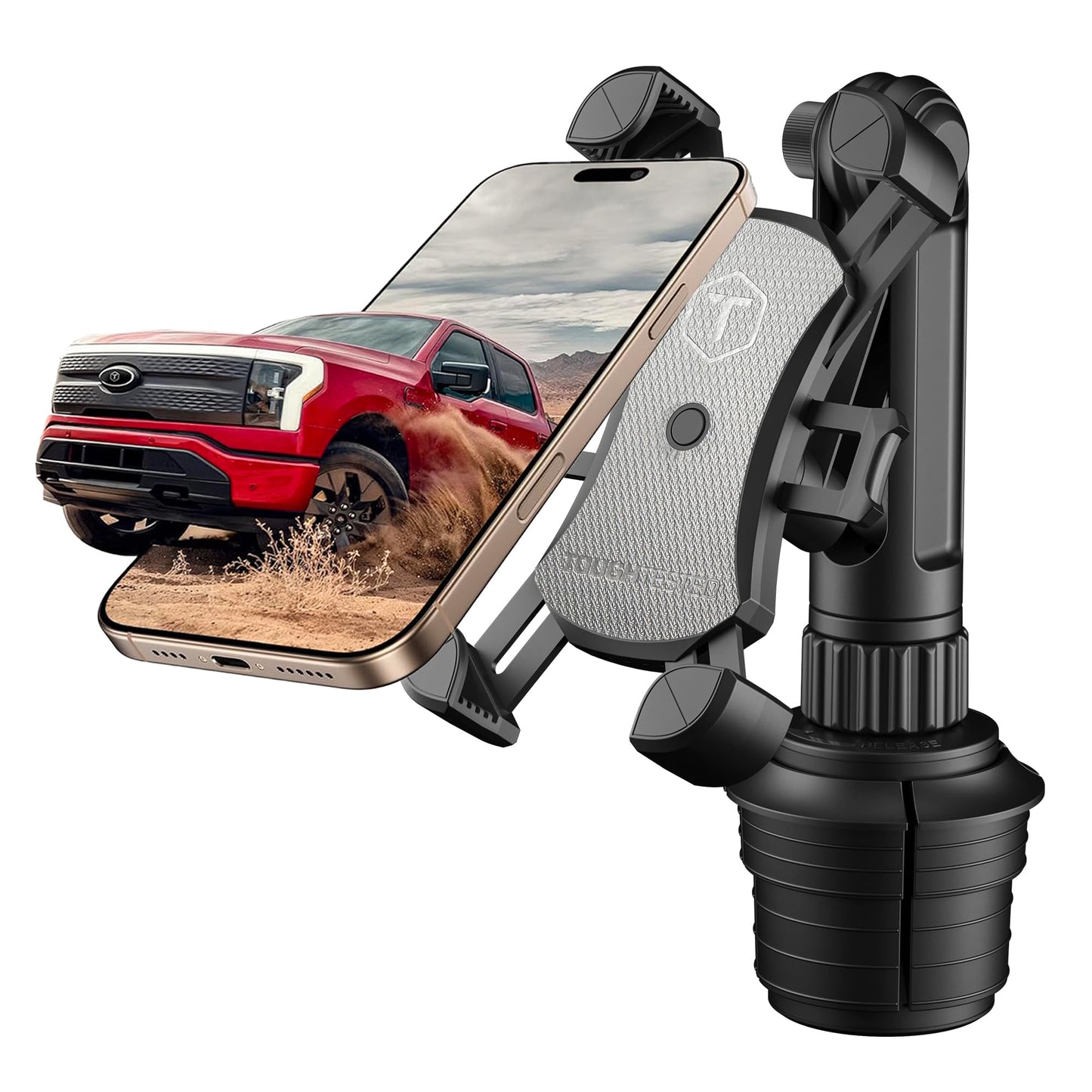 ToughTested Boom Cup Holder Phone Holder for Car - Adjustable Cell Phone Mount, No Vibration Heavy Duty Bendable Boom Arm, Expandable Grip, 360