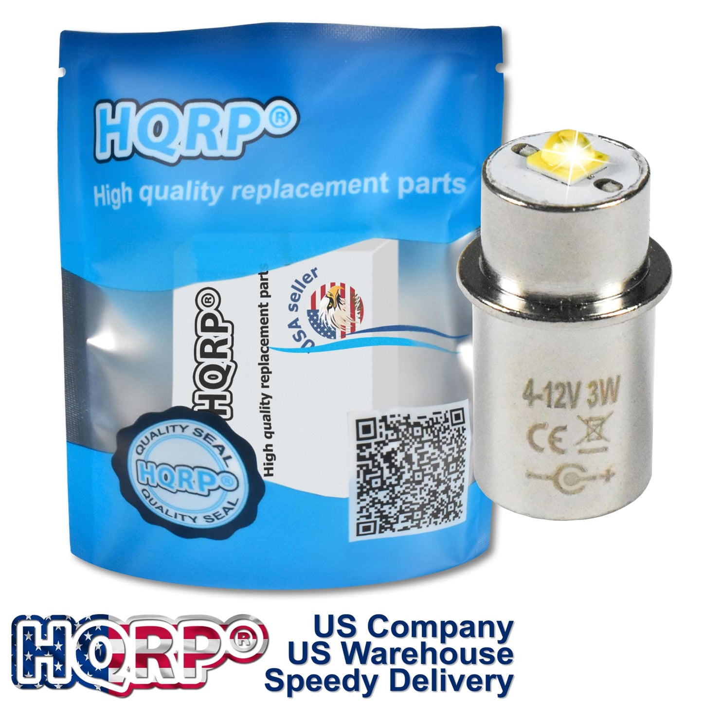 HQRP 3W MagLight LED Bulb Upgrade, DC 4-12V Flashlight Replacement for Mag lite White Star Krypton Bulb, 260LM, Cool White 6000K