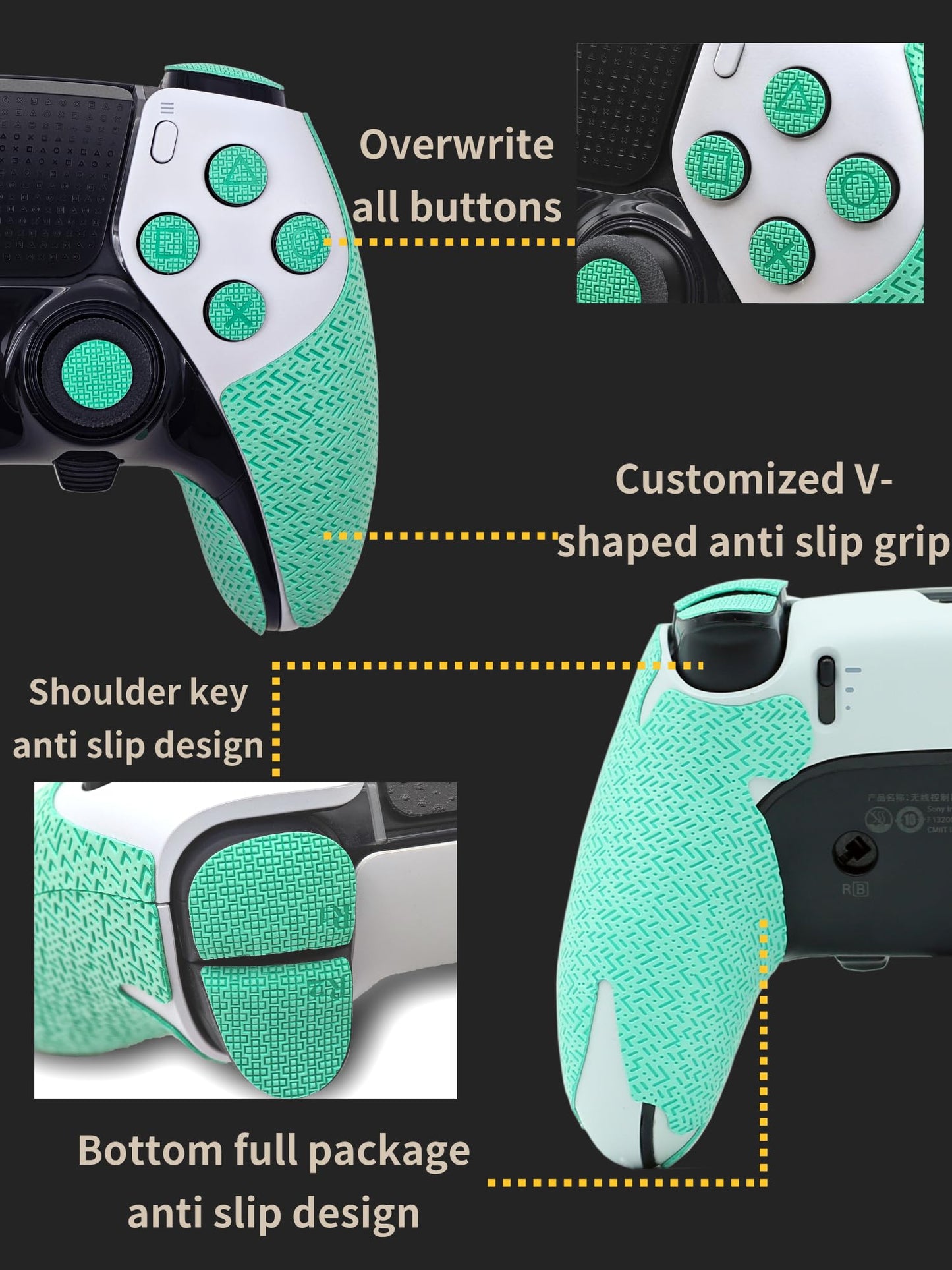 Controller Grip for PS5,Textured Skin kit,for PS5DualSense Anti-Skid Sweat-Absorbent Controllers Handle Grips, Buttons (PS5 DualSense