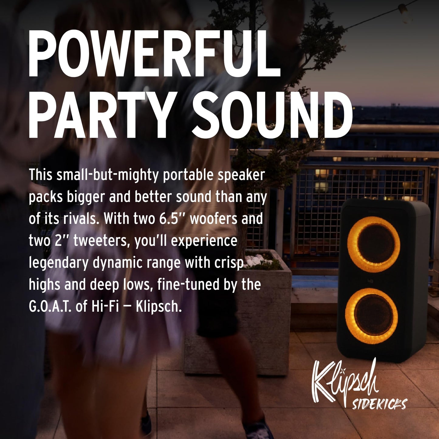 Klipsch Gig XXL, Black - Portable Wireless Bluetooth Speaker - Multiple Color Modes - Bass Boost - Two 6.5" Woofers & Two 2" Tweeters - 8-Hour