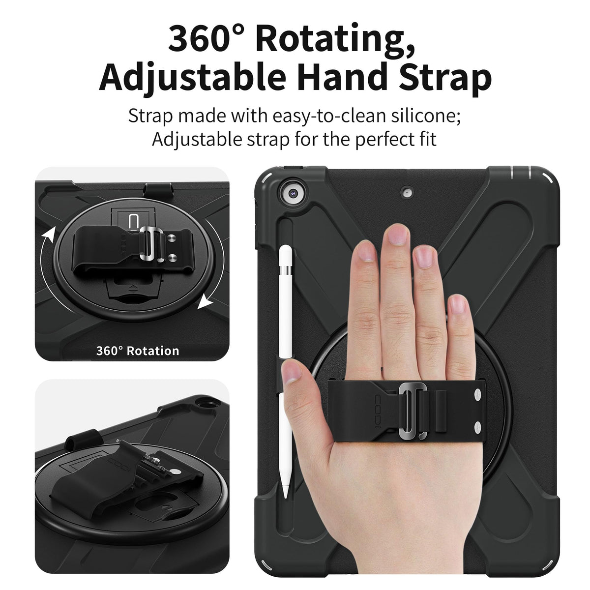 CODi Rugged iPad 10.2 Case for iPad 9th Generation, 8th Generation & 7th Generation (10.2-Inch) - Built-in Screen Protector, Rotating Kickstand, Hand