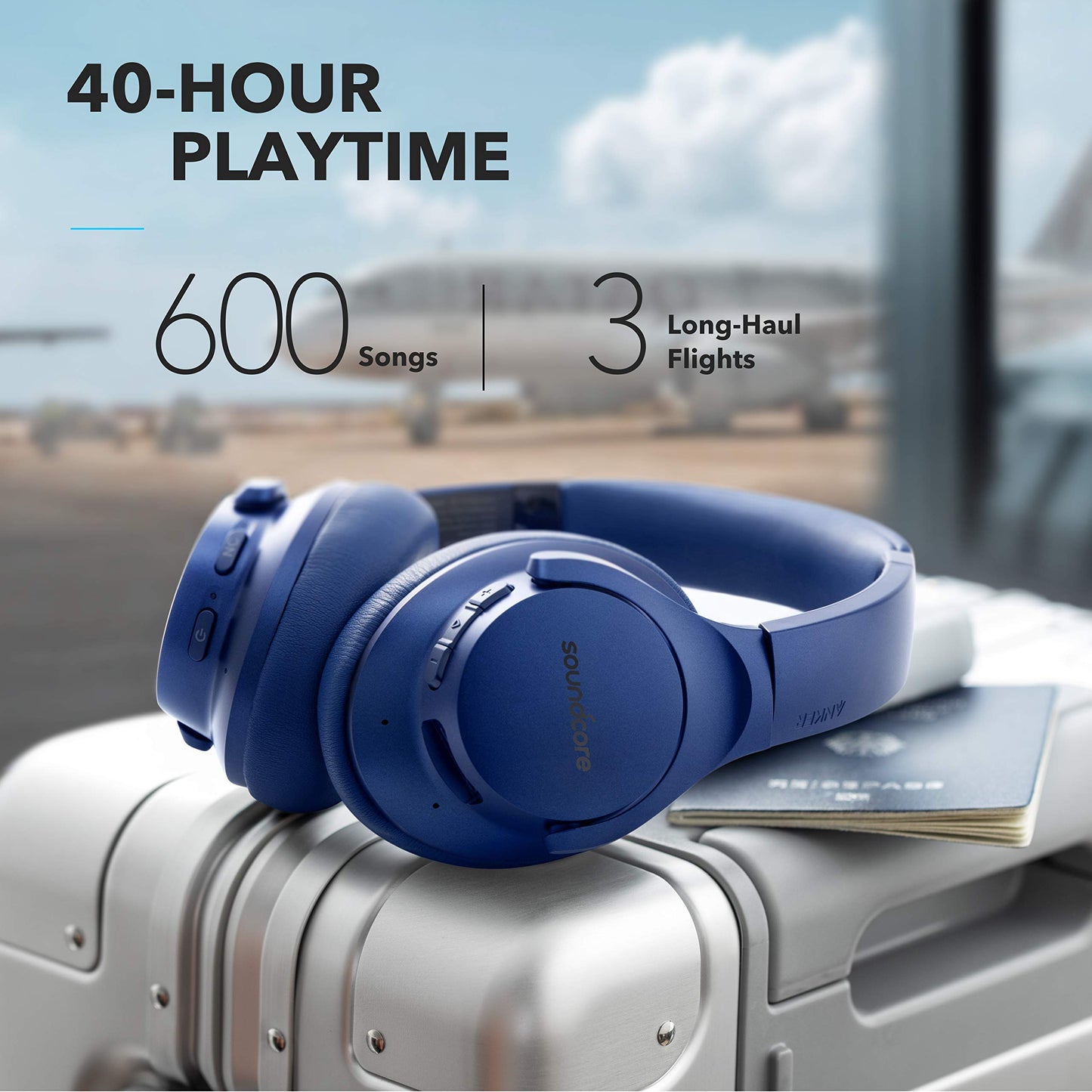Soundcore Life Q20 Hybrid Active Noise Cancelling Wireless Bluetooth Headphones Over Ear with 40H Playtime, Hi-Res Audio, Deep Bass, Memory Foam Ear
